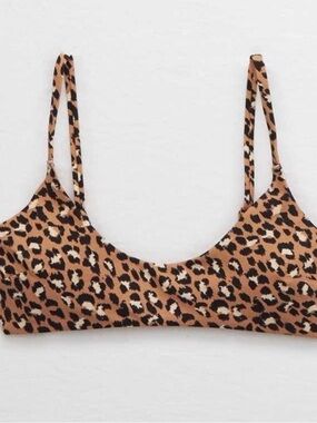 aerie Leopard-Print Bikini Top - Tan, Black, Cream